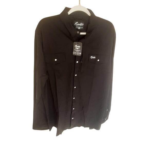 Republic Boot Co. Black Performance Shirt 2XL Snap Button NWT - Picture 1 of 6